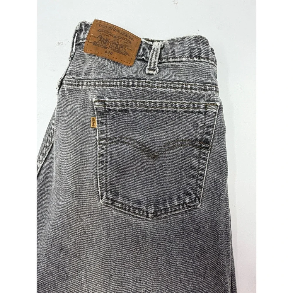Vtg 90s Levis 540‎ Brown Tab Grey Jeans Made in USA Relaxed Fit 40x32 Distressed